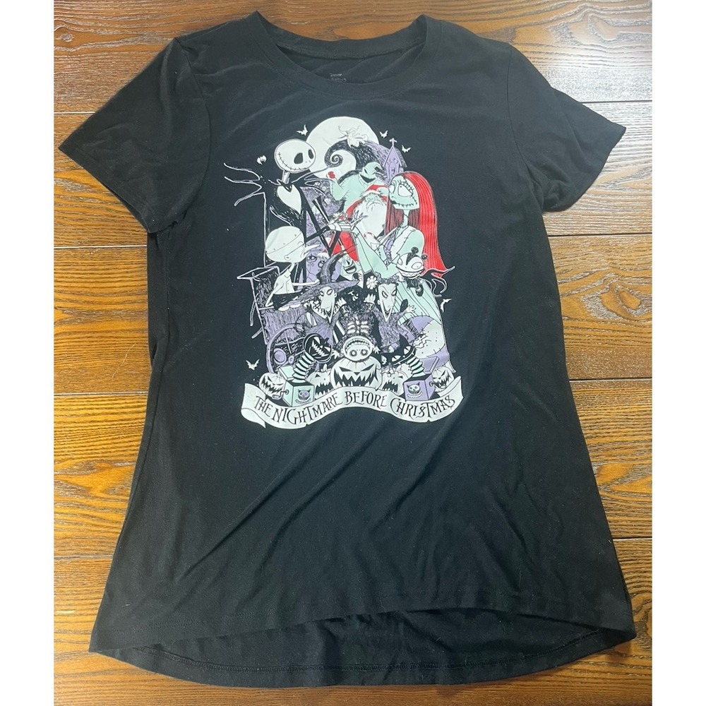 Disney Nightmare Before Christmas Women's Black Holiday T-Shirt Large